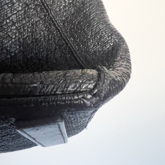 AllSaints Purse Bag Large Hobo Black Leather Textured Canvas Shoulder Crossbody - Picture 8 of 11